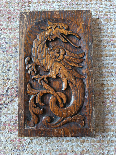 Antique carved oak mythical - oak,
