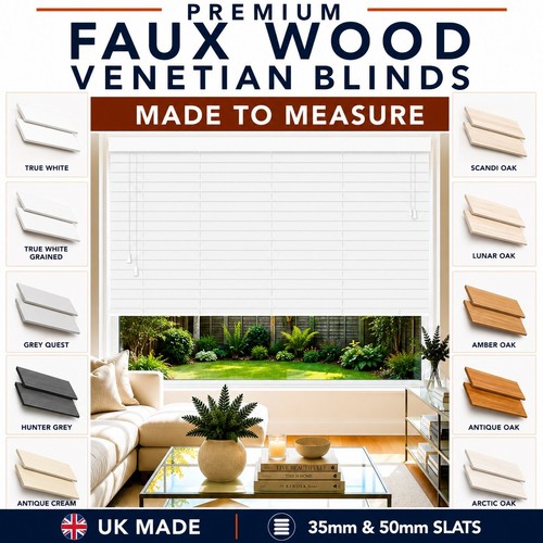 Faux wood venetian blinds - wood,