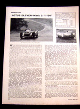 LOTUS ELEVEN Mk 2 SPORTS CAR 1956 ORIGINAL VINTAGE TEST PICTURE ARTICLE