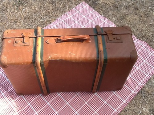 Vintage suitcase with the wood - vintage,