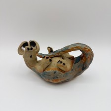 Stoneware Dragon Mythical Resting Hand Made Figure Ornament Unique