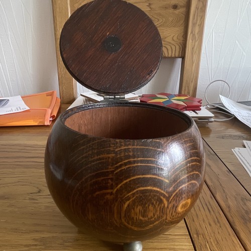 Wooden round tea caddy - wooden,