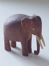 Vintage carved wooden elephant - carved,