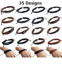 Genuine Leather Mens / Womens Surfer Bracelet Wristband Cuff Wrap Bangle Gifts