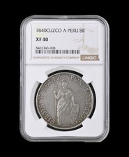 PERU 1840 CUZCO MINT SILVER 8 REALES - NGC XF40