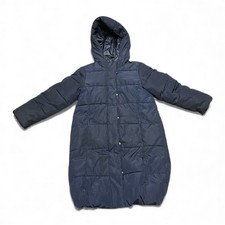 School Long Navy Blue Coat with Hood M&S 7-8 Years Good Condition