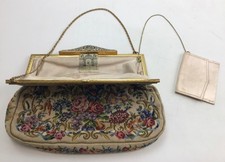 Vintage Austrian  Needlepoint/Tapestry Evening Bag-Floral Pattern, Clip Clasp