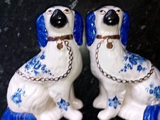  Pair of Staffordshire Flatback Spaniels  blue