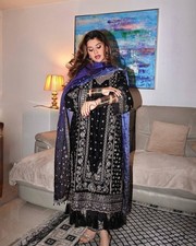 BLACK WEDDING SHAADI VELVET SALWAR KAMEEZ PAKISTANI VELVET PALAZZO SHALWAR SUIT