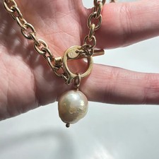Bronze Milor Italian Real Pearl T-Bar Necklace