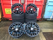 18" VW Golf Queenstown R8 Style Alloy Wheels + TYRES Gloss Black MK6 7 8 Audi A3
