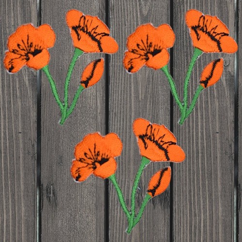 Poppy embroidered patch - embroidered,