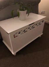 White Large Wooden Ottoman