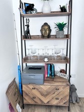 Next Dark Bronx Ladder Chevron Oak Effect Storage Shelf