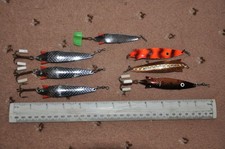 Toby Spoon Fishing Lures x 7 (plus 1 "unknown" [similar shape - see photo])