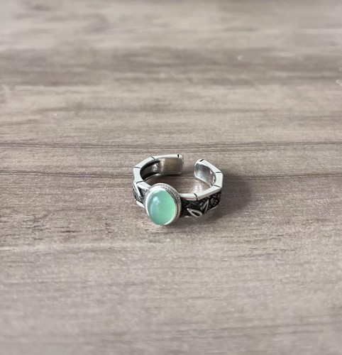 Vintage style feather green - feather, cz