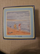 Bernard McMullen 'Fun At The Beach' Cork Backed Coasters Set of 6