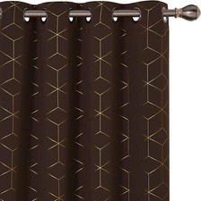 Blackout Eyelet Curtains – Chocolate Diamond Foil Print