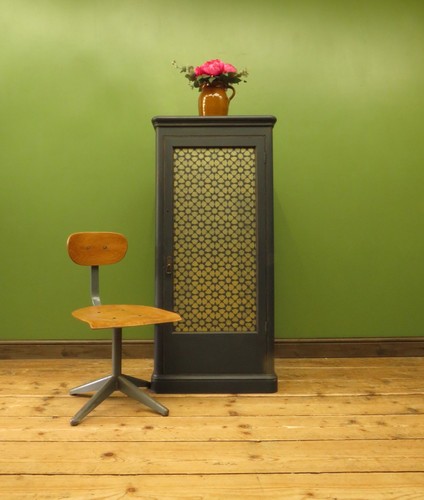 Narrow black cupboard with - black,