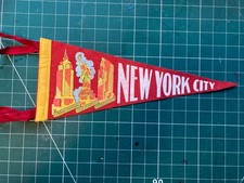 Vintage Felt Souvenir Pennant - New York 1950s 60s MCM EMPIRE STATE, Liberty Etc