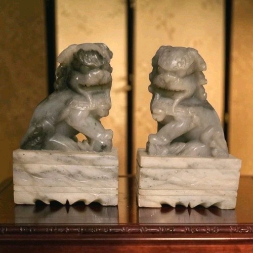Chinese pair gray marble - pair,
