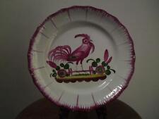 Antique French Faience Tin-glazed pottery Rooster / Cockerel Plate Les Islettes