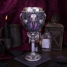 Edgar's Raven Goblet Nemesis Now Engraved Bird Skull Poe Nevermore Gothic Decor
