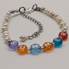 Freshwater Pearl With Multicolour Beards Insert Silver Plated Bracelet 