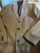 Marks And Spencer’s Men’s Wool Blend Smart Camel Overcoat Size XL Excellent