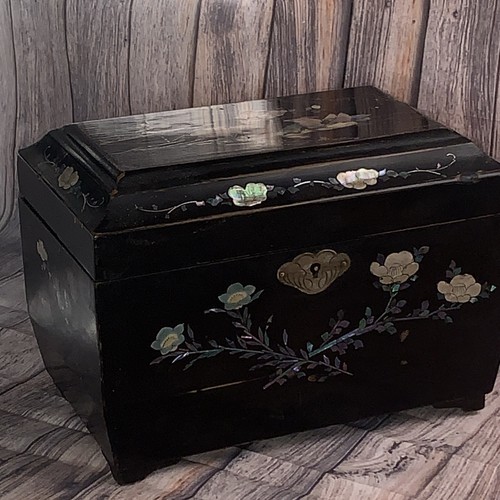 Antique tea caddy mother - tea,