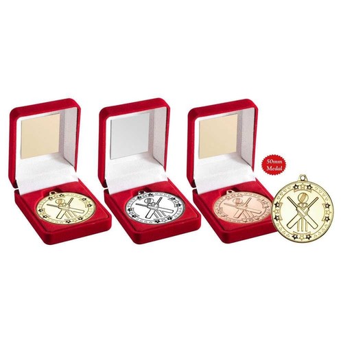 Cricket medal velvet case - medal, in