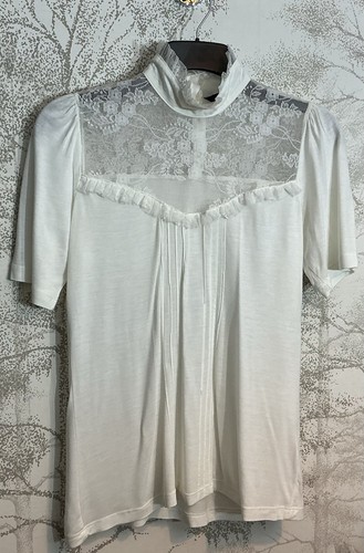 Ivory white lace yoke - white,