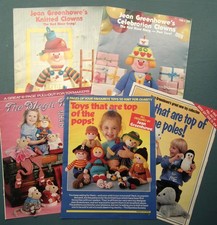 Jean Greenhowe vintage knitting sewing patterns books soft toys clowns dolls