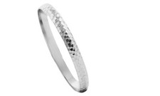 Sterling Silver 8mm x 65mm Diamond Cut D Shape Bangle
