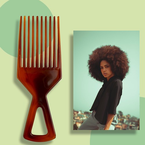 Tortoise shell afro comb - afro,