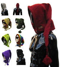 Hippy Boho Festival Snood Elf Pixie Vintage Retro Wizard Hat Long Hoodie Pointy 