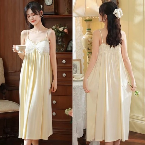 Women cotton lace - lace, nightgown