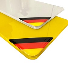 3D Domed Gel German Flag Euro Number Plate Corner Badges Stickers Overlay - Pair