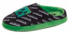 Mens Minecraft Slippers Teen Creeper Gamer Open Back Slip On Mules House Shoes