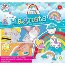 Make Mould & Paint Your Own Magnets Children's Craft Kit Rainbow Unicorn Heart