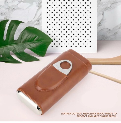 Portable leather humidor - portable, cigar