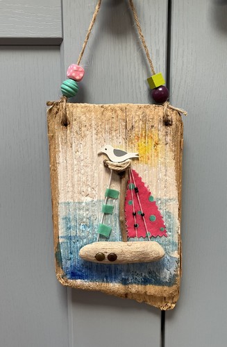 Sailboat driftwood wall - sailboat,
