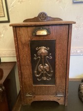 Victorian Oak Coal Purdonium Arts And Crafts Copper Decorated