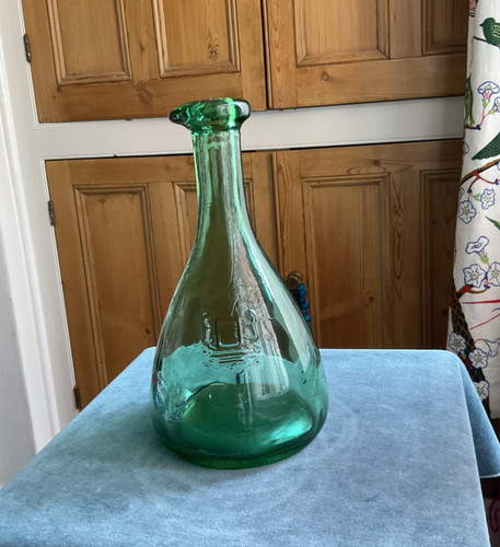 Attractive green glass carafe - glass,