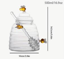 Honey pot with dipper- glass, 500 ml