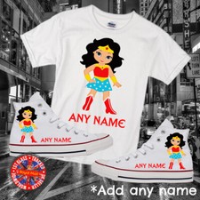 Wonder Girl Kids Personalised All Star Hi Top Converse & Matching T-shirt Set