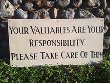 Vintage Painted Wooden Notice