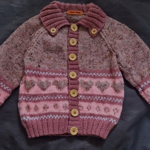 Handknit fairisle hearts girls - handknit,