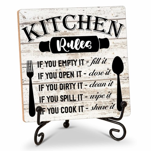 Rustic wood plaque with - with, stand