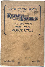 Royal Enfield Model W.D./C. 350cc Side Valve Instruction Book 1948 Original Item